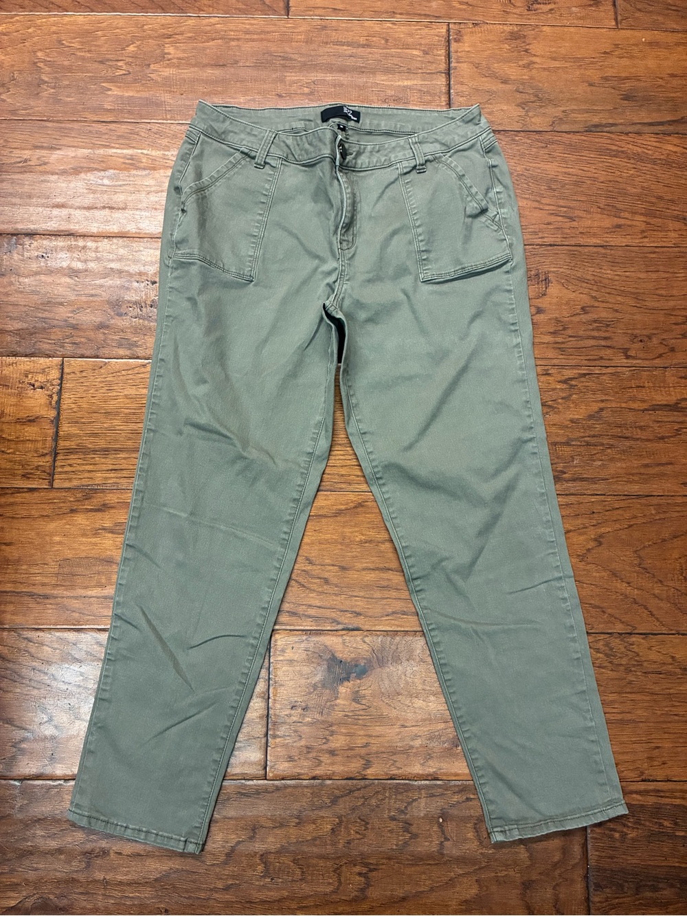1822 Denim Olive Green Cropped Utility Pants